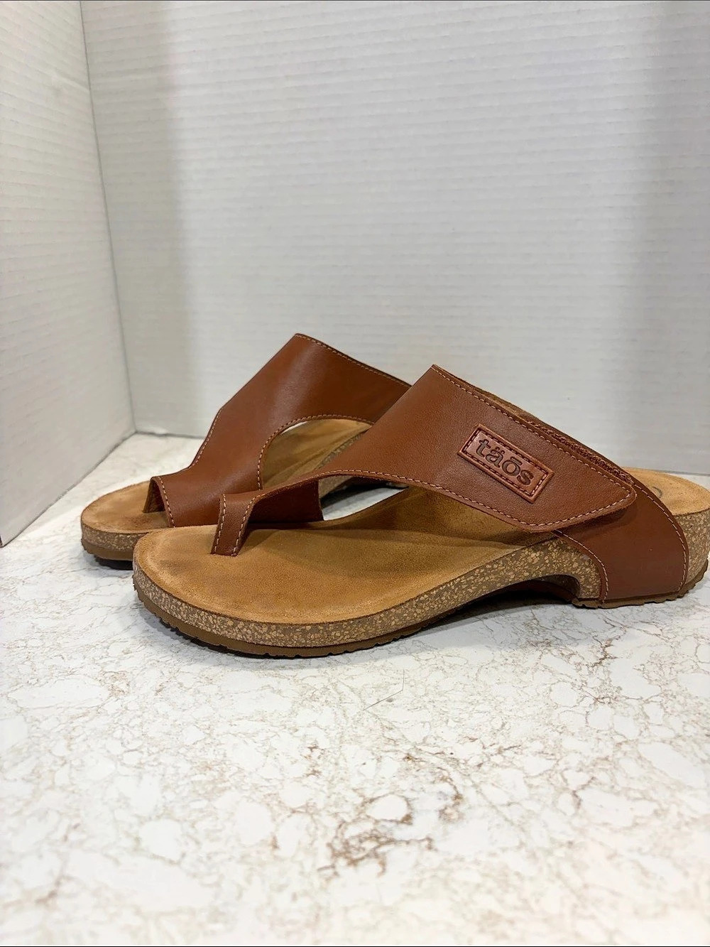 Taos Brown Leather-Style Sandals